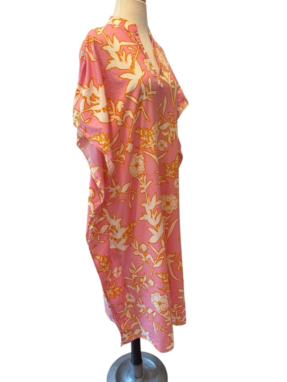 Olivia James The Label Louisa Cover Up Kaftan Pink Orange Floral Small - Picture 4 of 14
